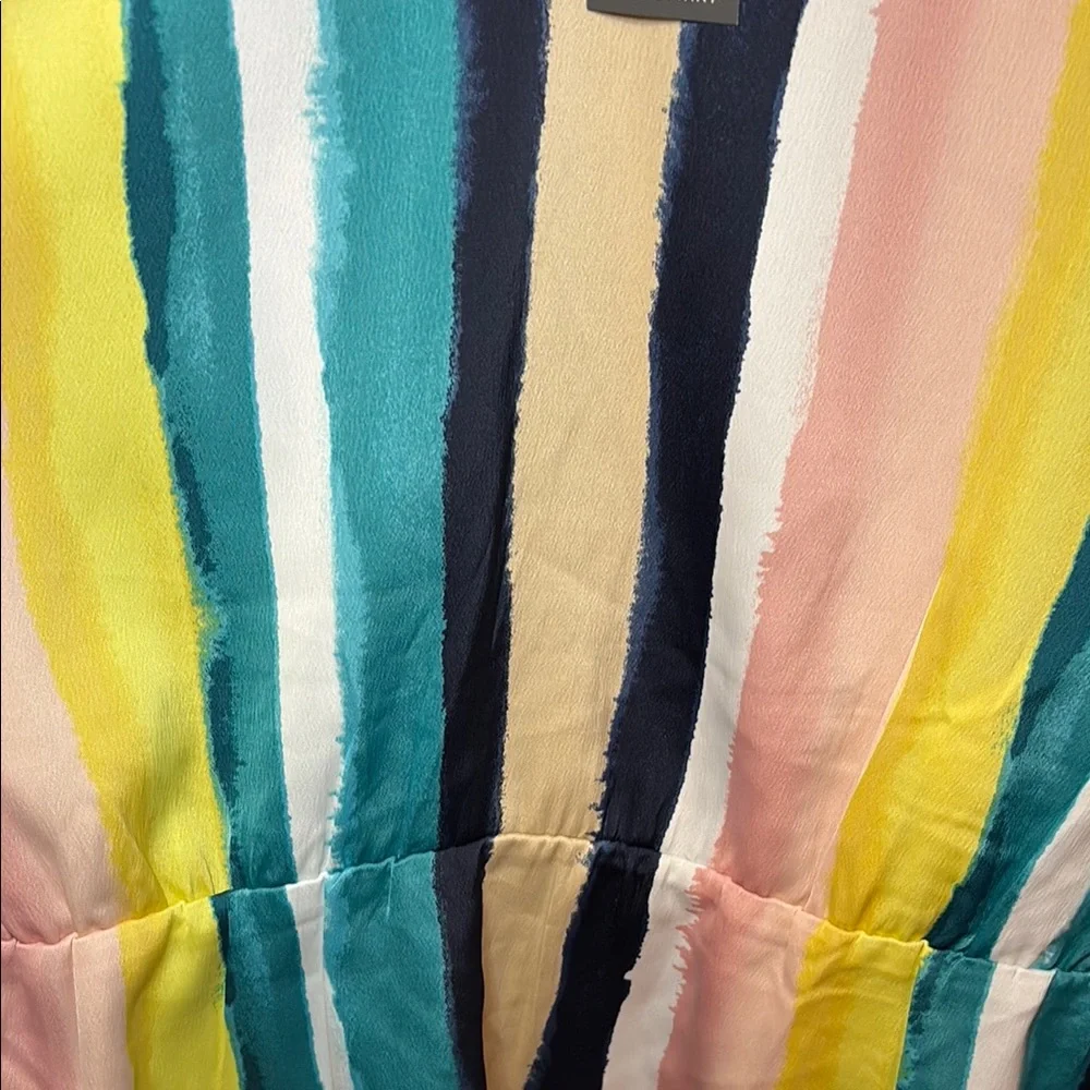 Lane Bryant Blue Yellow Boxy 3/4 Sleeve Blouse - Picture 5 of 9